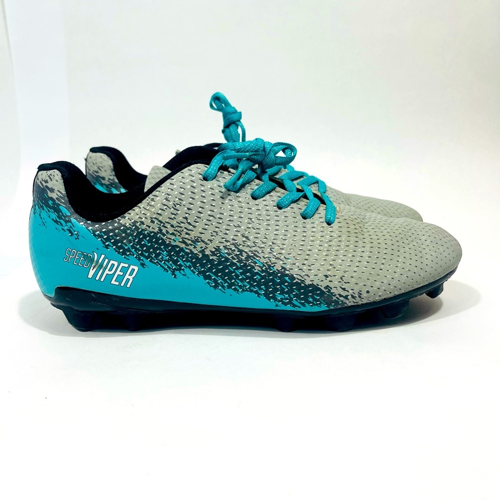 DSG Speed Viper Football Soccer Cleats Youth Size 6 Gray Blue Lace Up